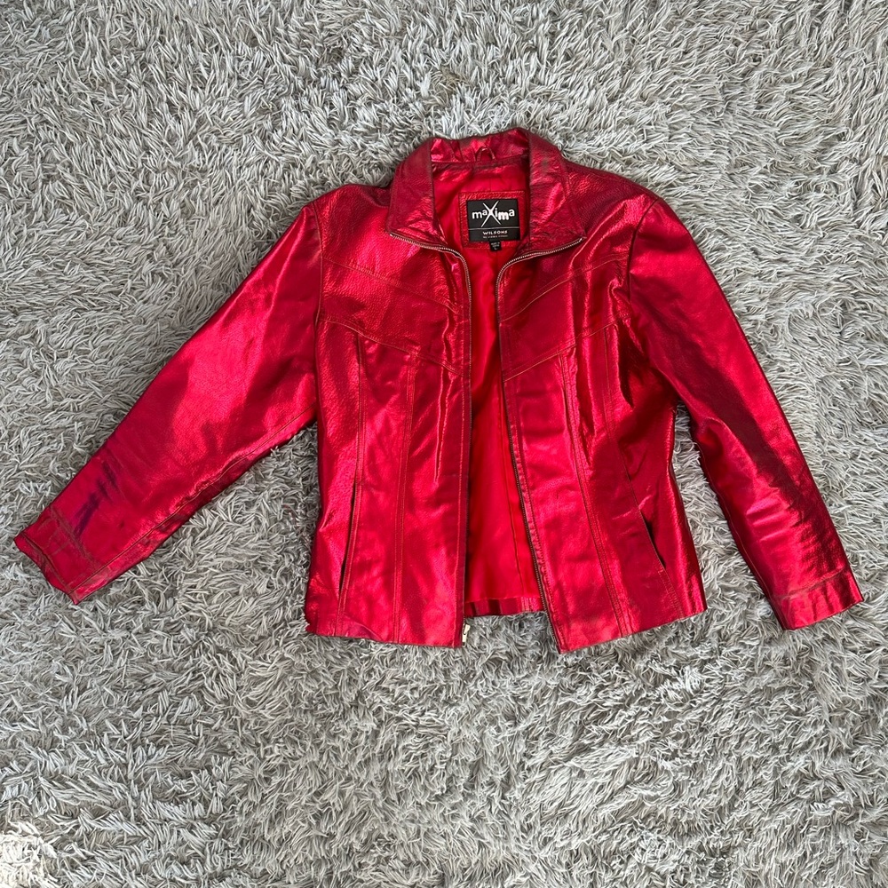 Wilson Leather Vintage holographic red jacket